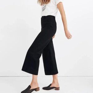 Madewell Emmett Wide Leg High Rise Black Crop Jeans Size 26